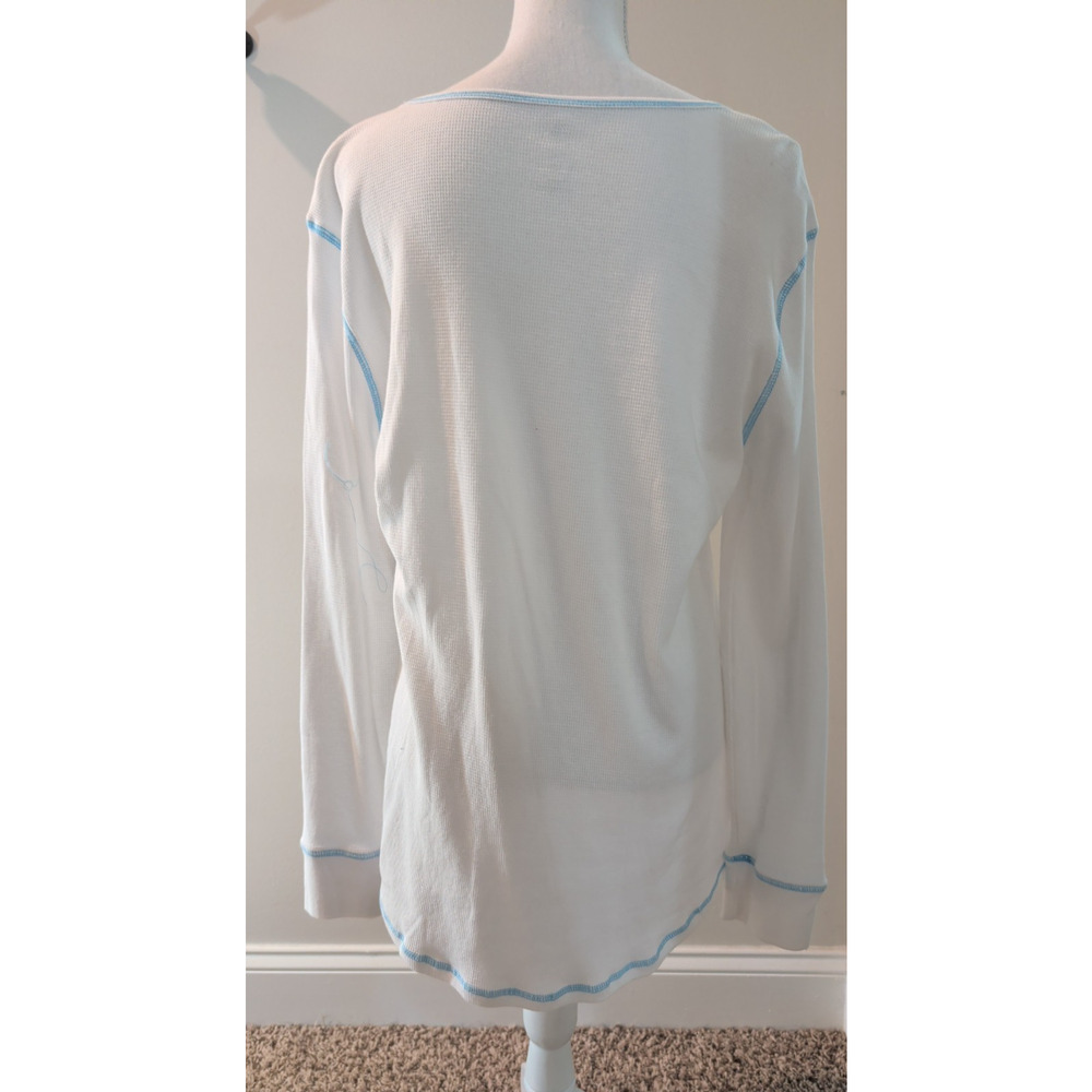 Women's Disney Japan Mickey & Minnie LOVE Shirt XL White Long Sleeve thermal NEW - Picture 5 of 11